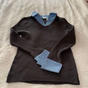 Gently Loved Women's Black Maternity Sweater with Blue Accents by In Due Time